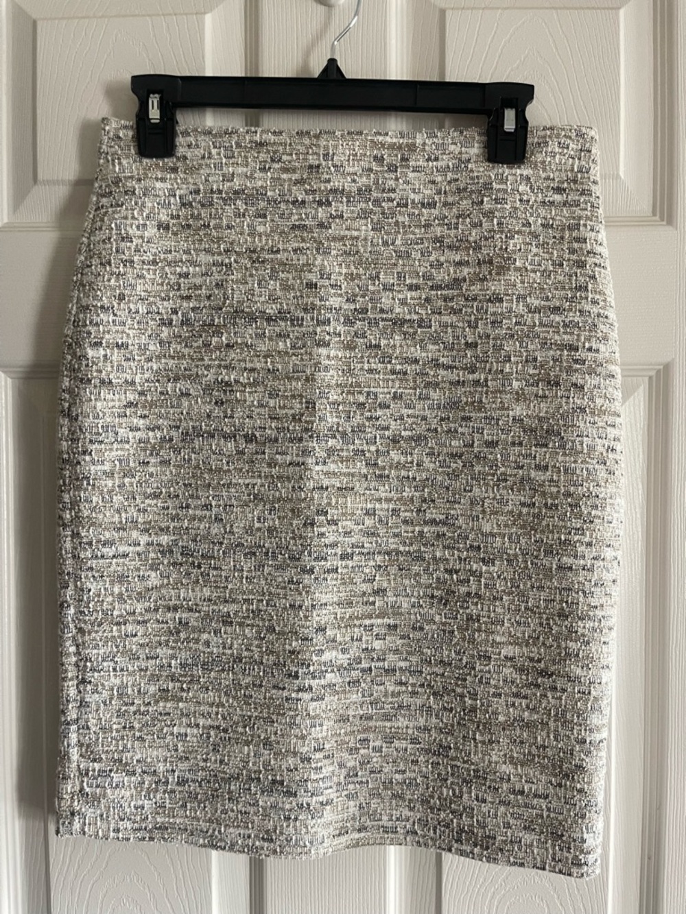 Ann Taylor Cream & Gray Tweed Pencil Skirt